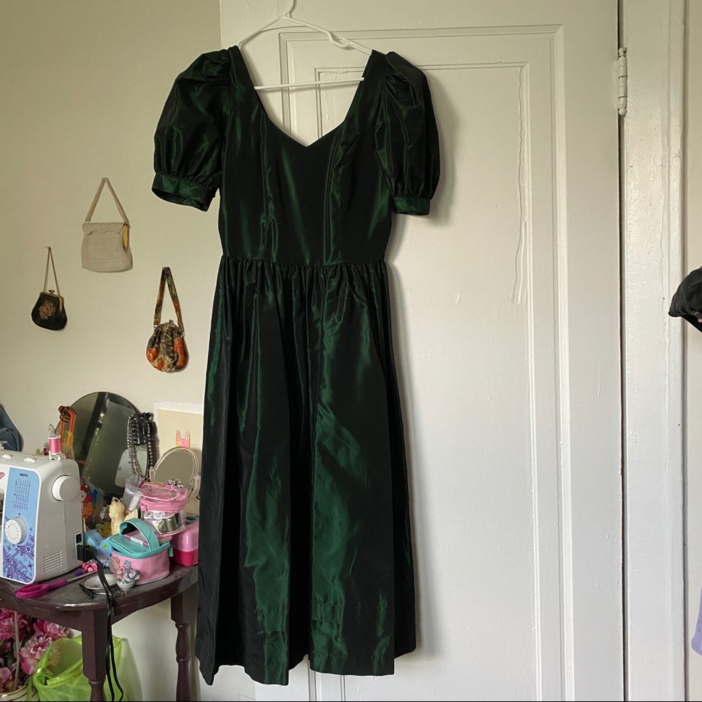 green Laura Ashley dress